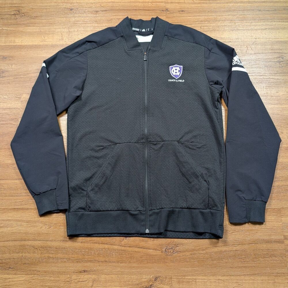 Adidas Sideline Bomber Jacket Men's Size M Black College of The Holy Cross